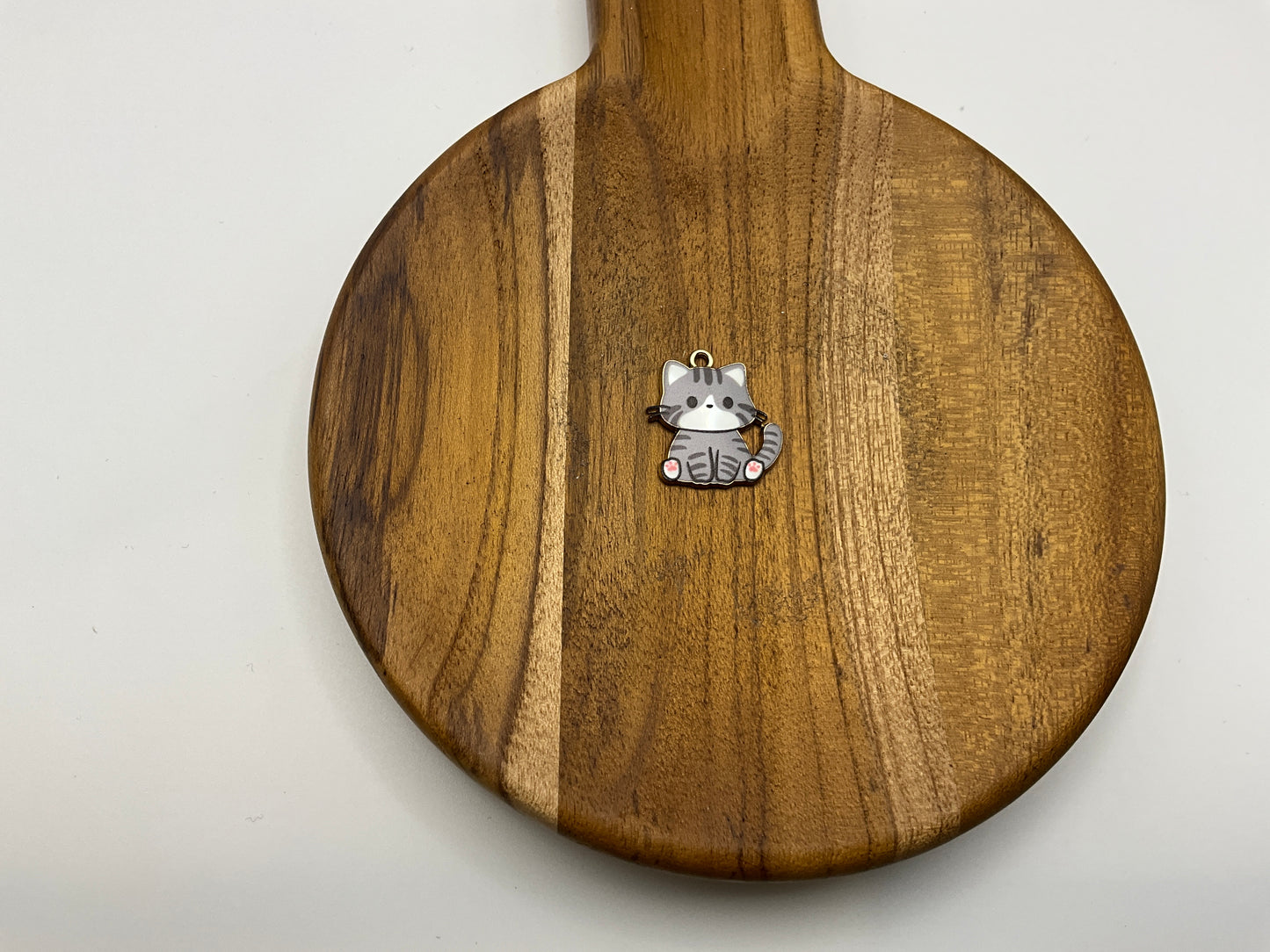 Grey striped cat charm