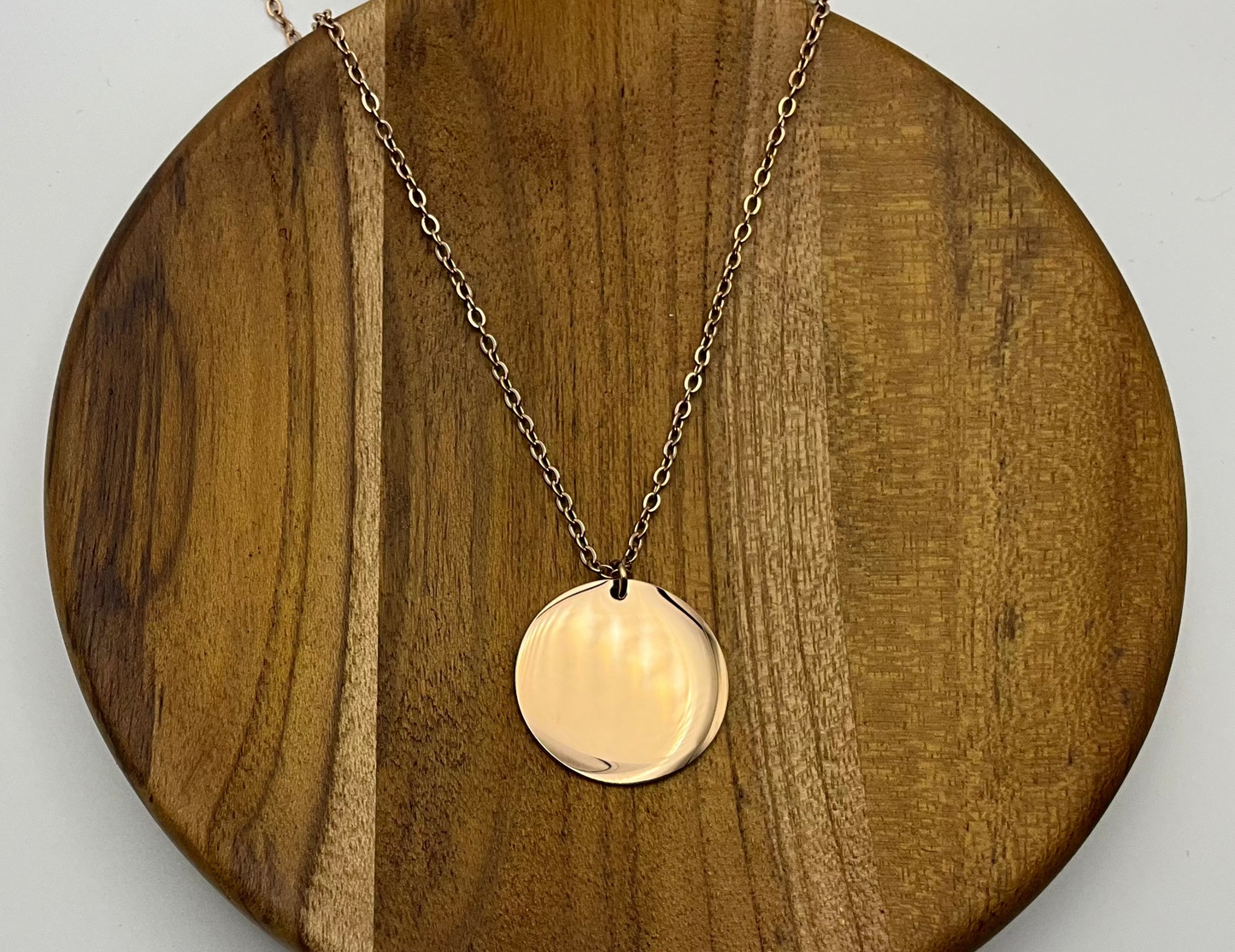 25mm Rose Gold Disk Pendant Necklace