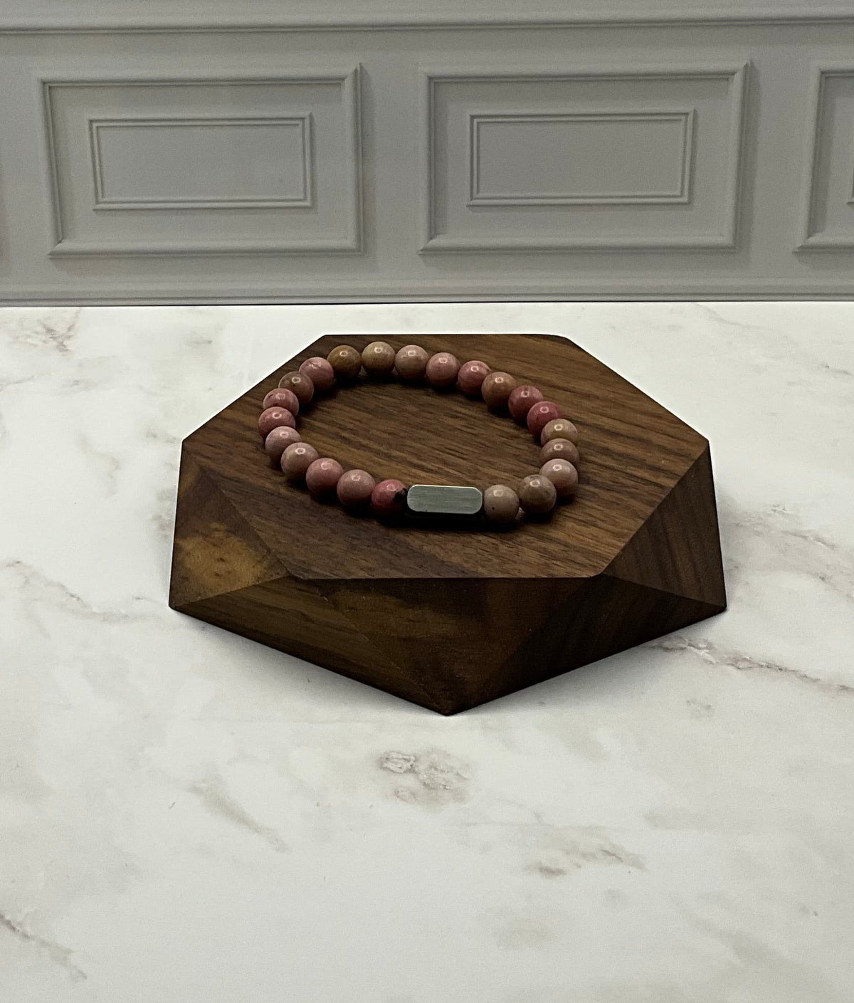 Rhondonite Beaded Stone Bracelet