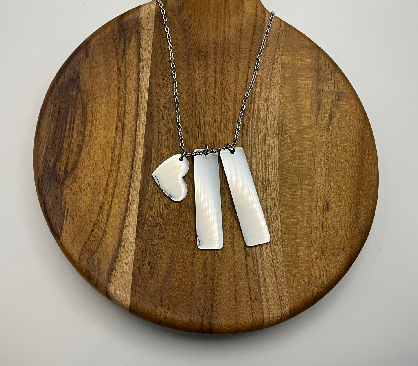 Rectangles and Heart Necklace Blank - Silver