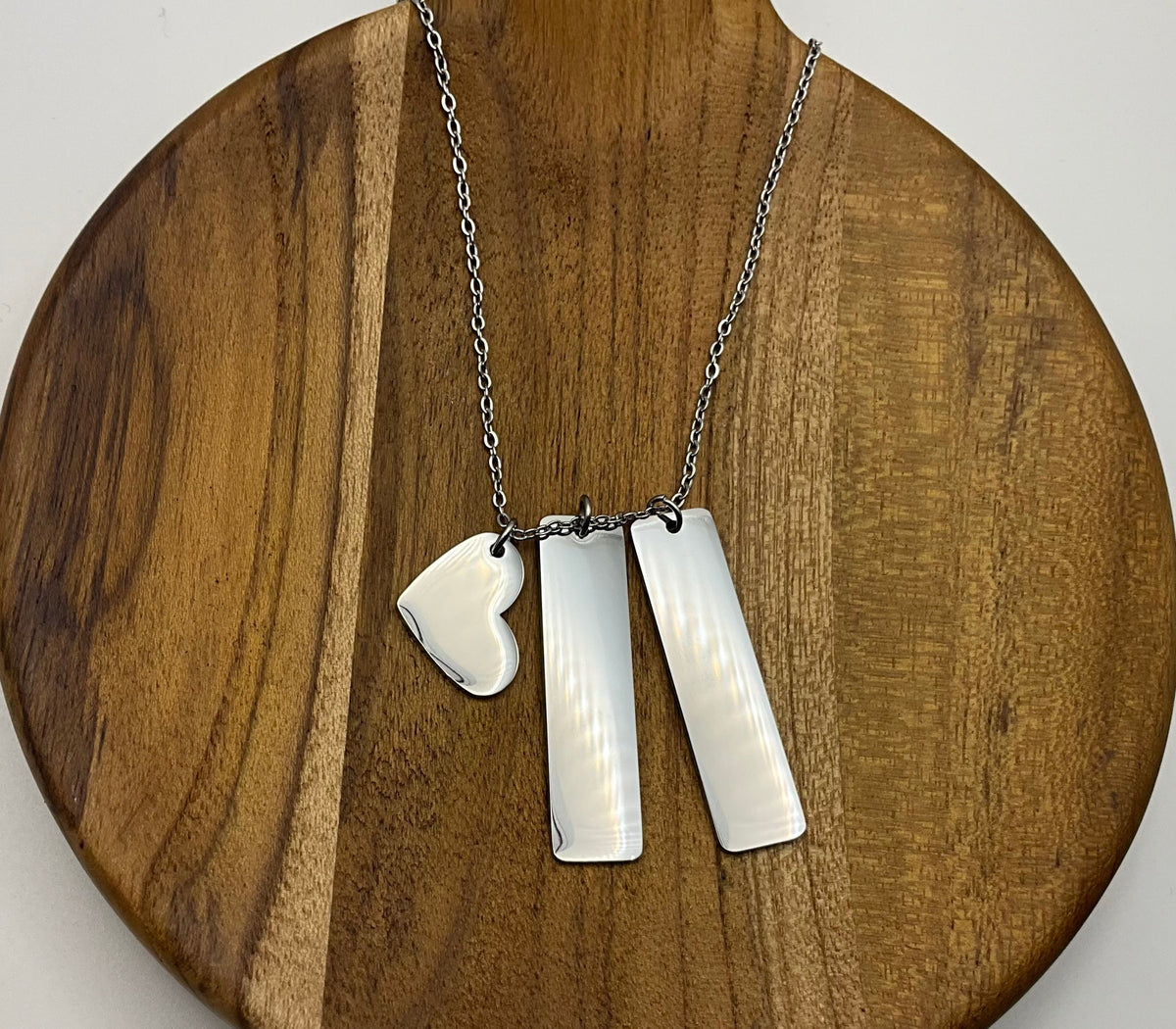 Silver Rectangles and Heart Necklace