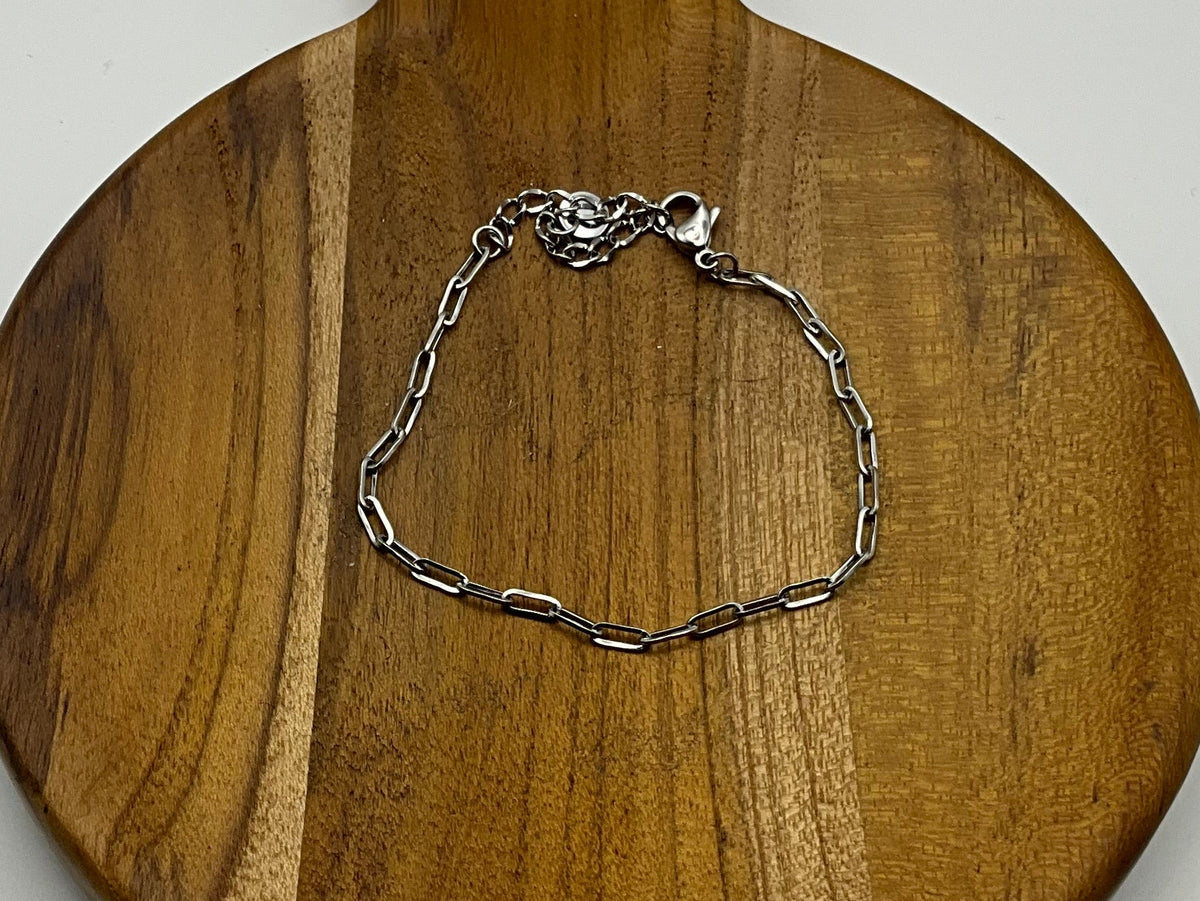 Paperclip Charm Bracelet Silver