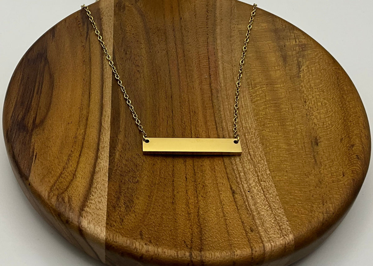 Gold Medium Horizontal Bar Necklace