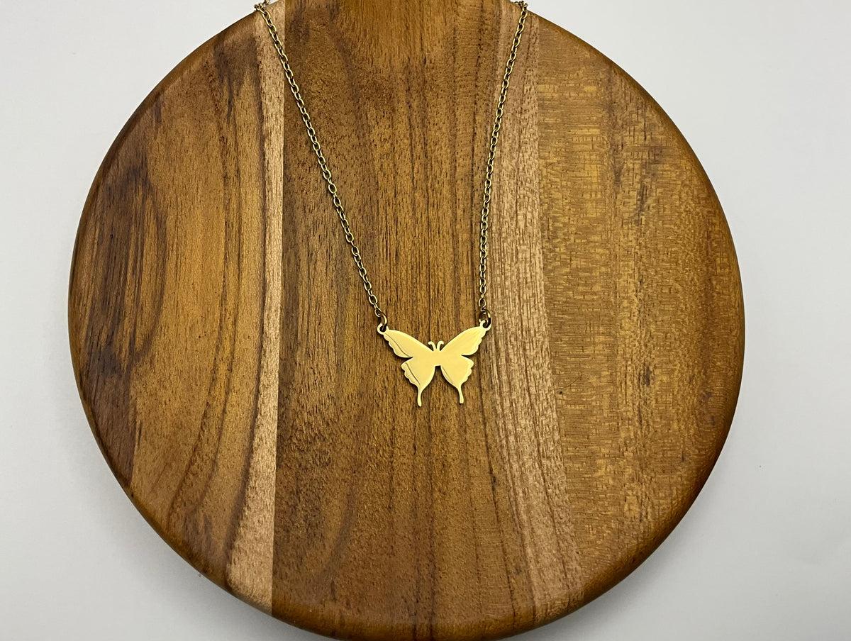 Gold Butterfly Pendant Necklace