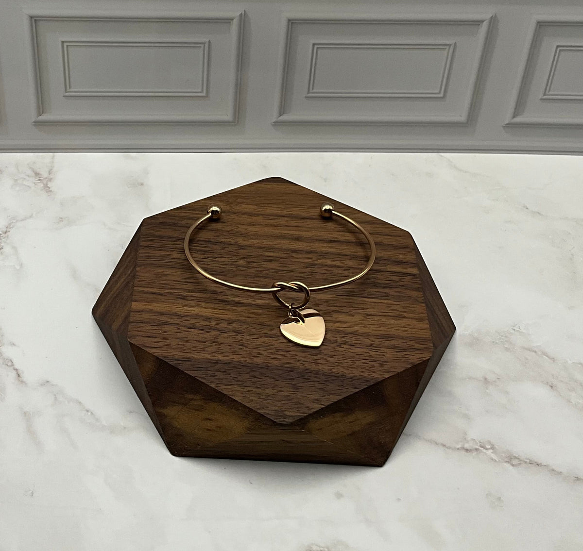 Gold Heart Bangle Bracelet