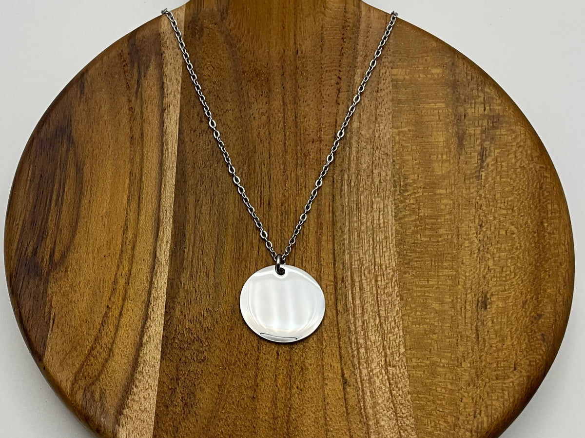 20mm Silver Circle Pendant Necklace