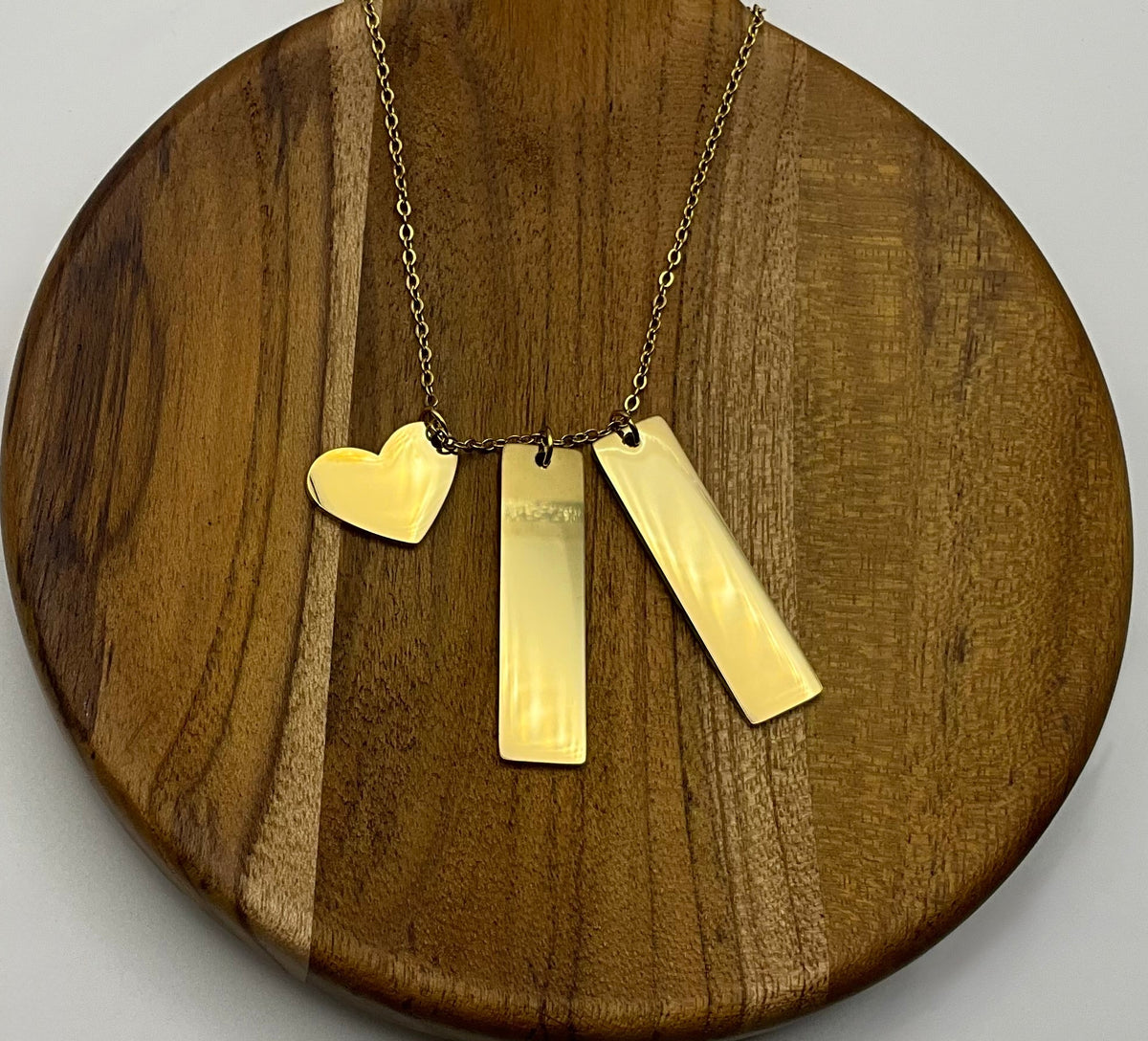 Gold Rectangles and Heart Necklace