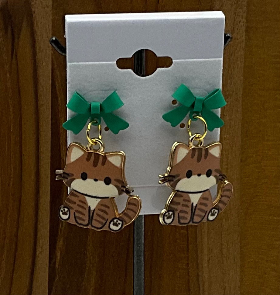 Brown cat Earrings