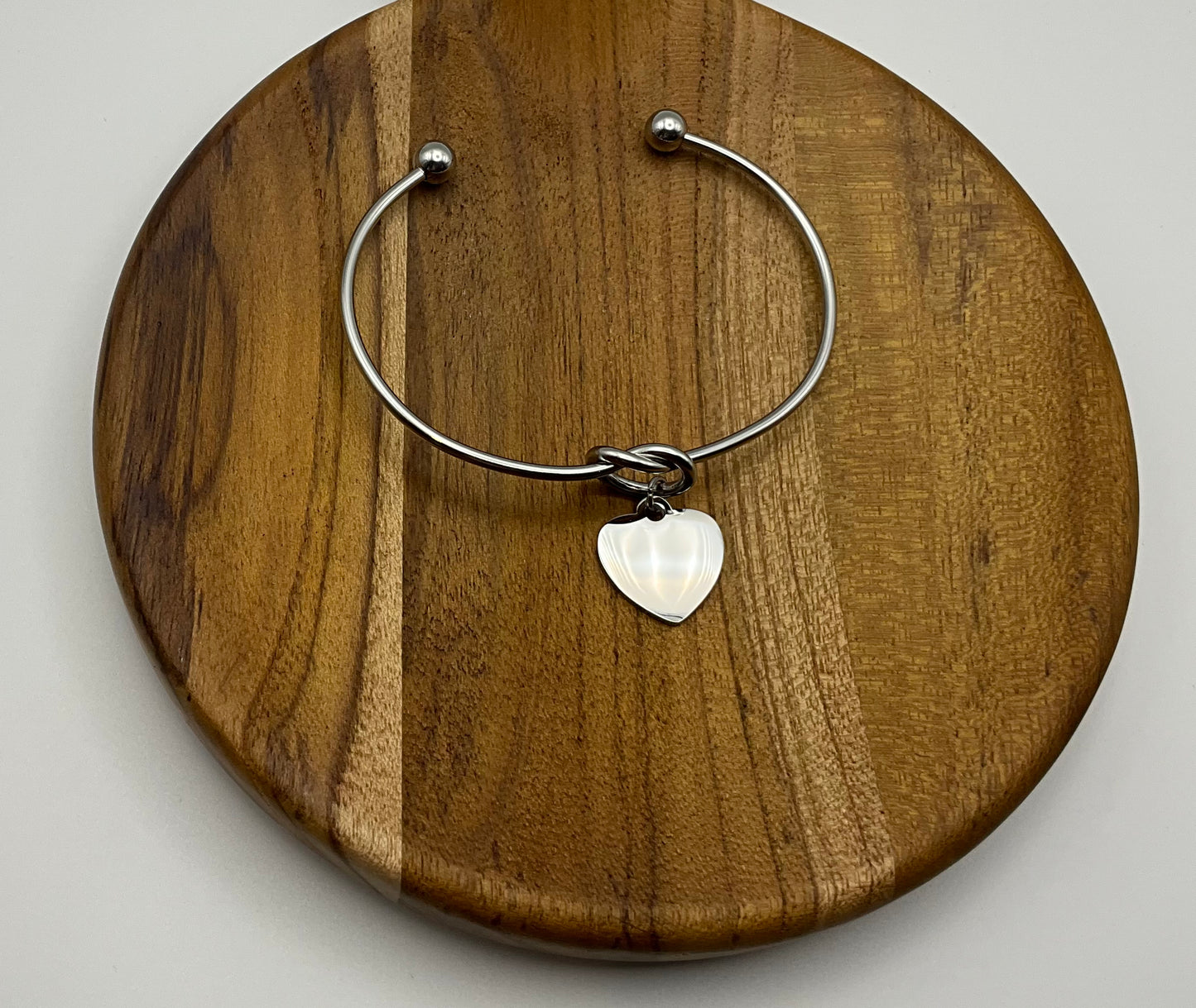 Heart Bangle Bracelet Blank - Silver