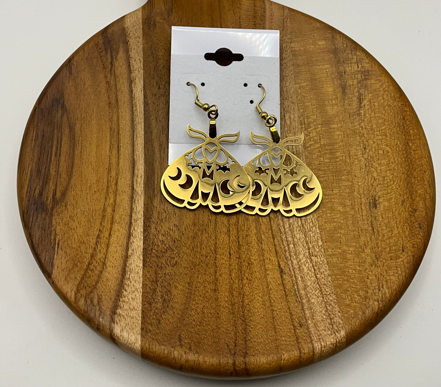 Gold moth earrings