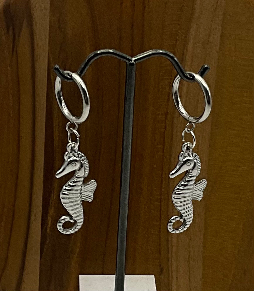 Silver seahorse earrings