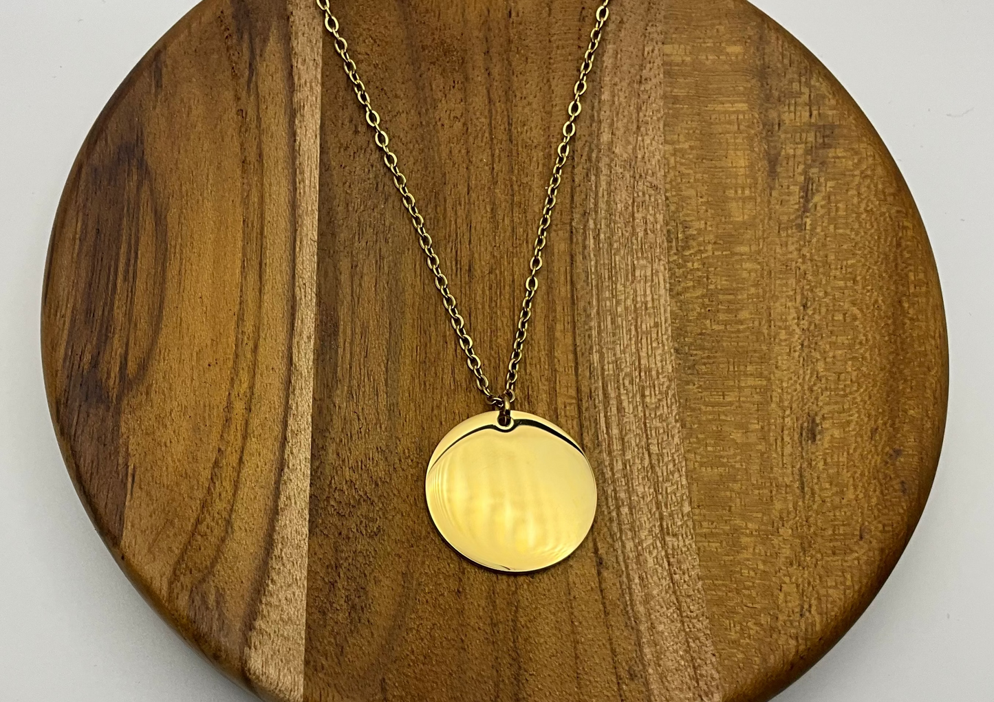 25mm Gold Disk Pendant Necklace