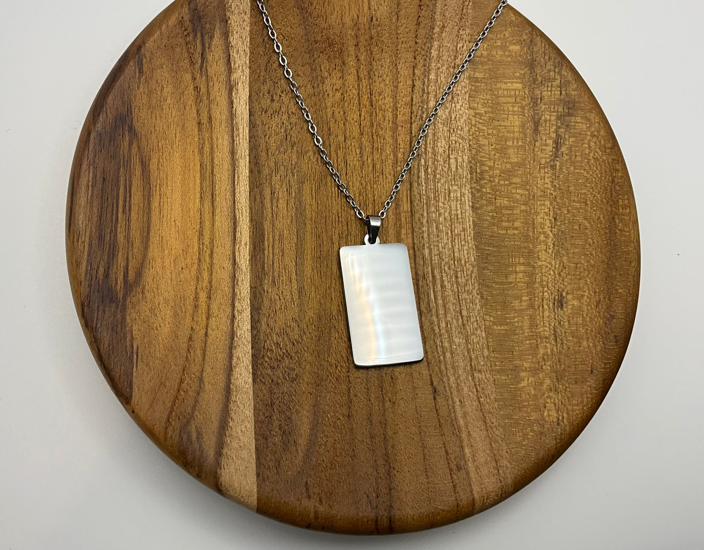 Large Rectangle Necklace Blank - Silver