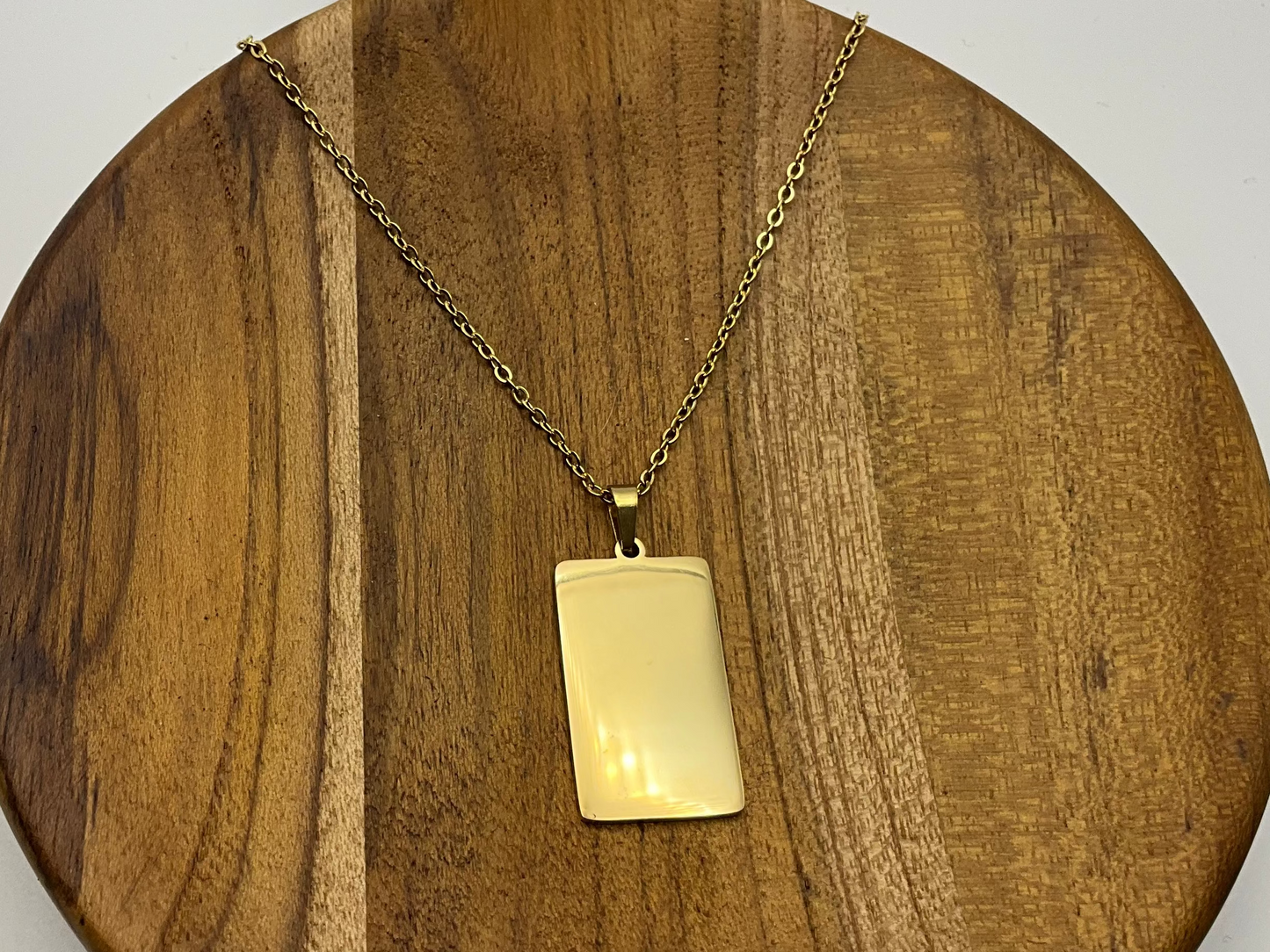 Gold Large Rectangle Pendant Necklace