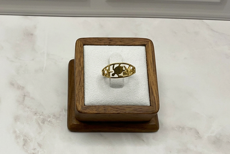Sea Turtle Starfish Adjustable Ring Gold