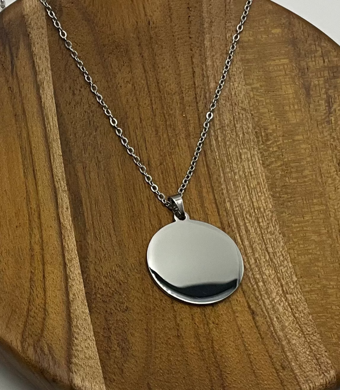 25mm Silver Disk Pendant Necklace