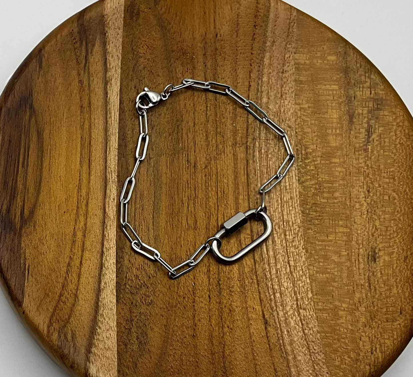 Carabiner Charm Bracelet Silver