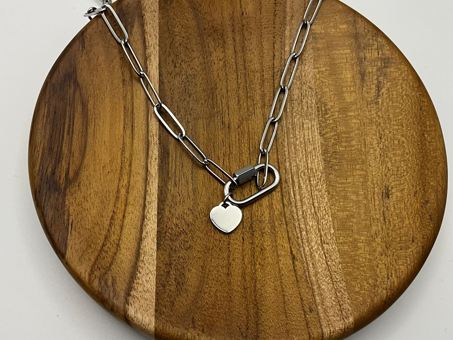 Silver Paperclip Chain Charm Necklace
