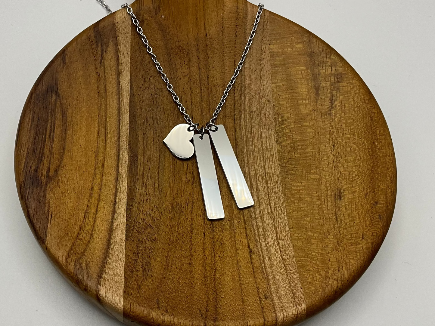Silver Small Pillars and Heart Necklace