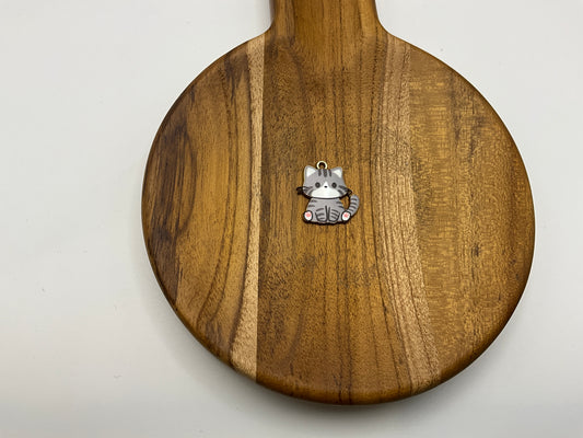 Grey striped cat charm