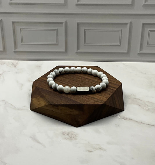 White Howlite Beaded Stone Bracelet