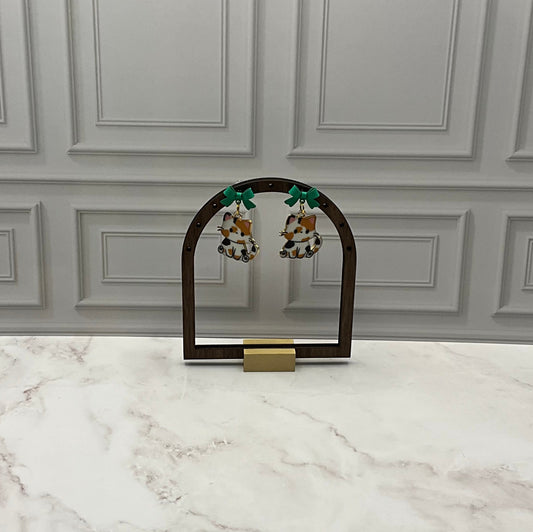 Calico cat earrings