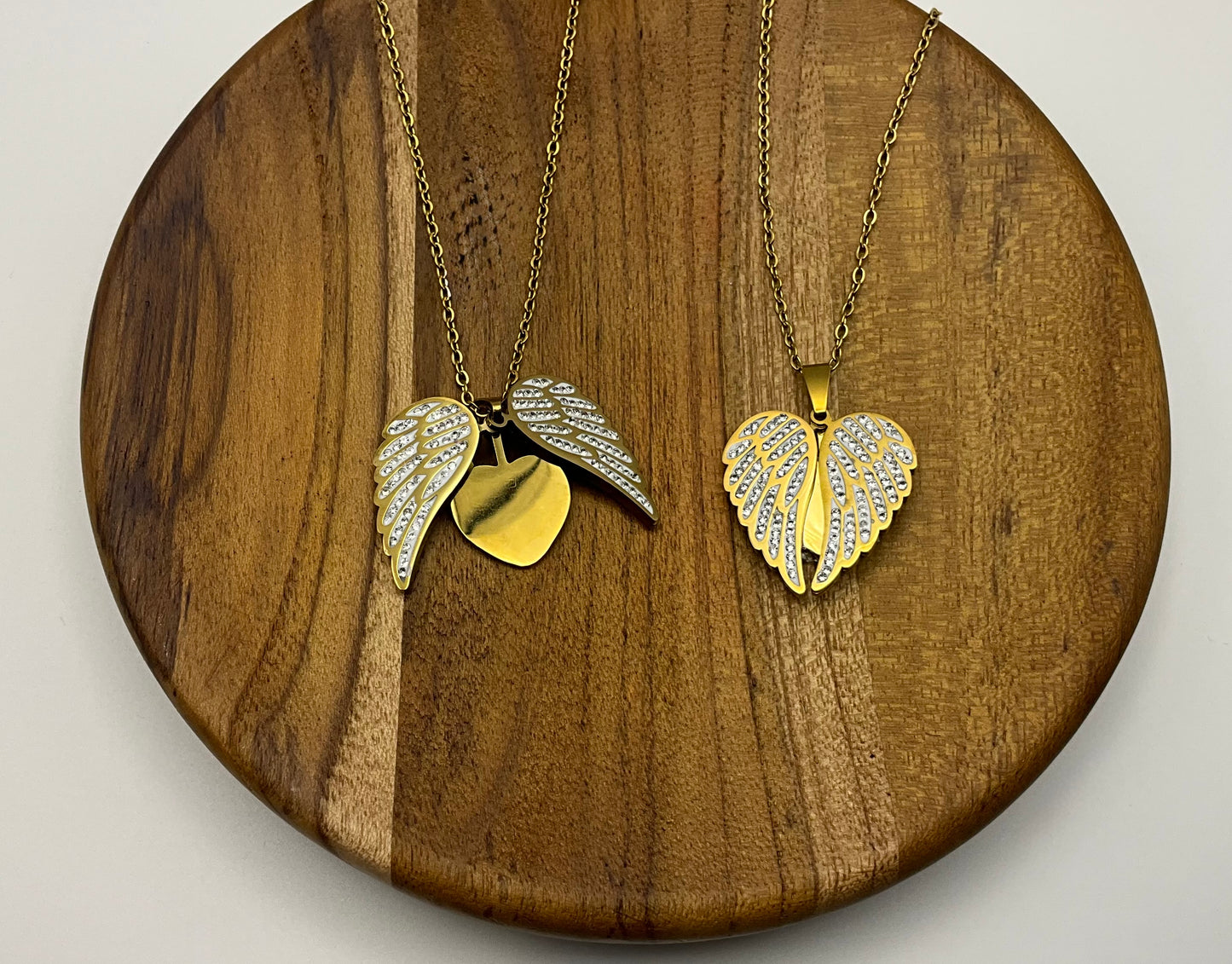 Sparkling Wings Hidden Heart Necklace Blank - Gold