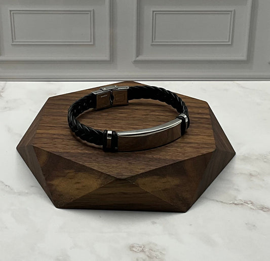 Black Braided Bar Men's Bracelet