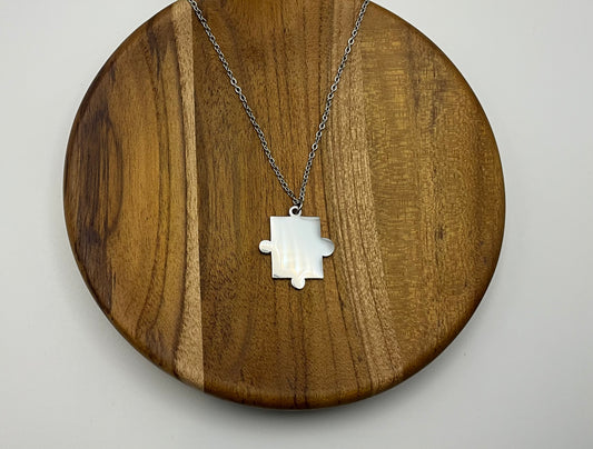 Puzzle Piece Necklace Blank - Silver