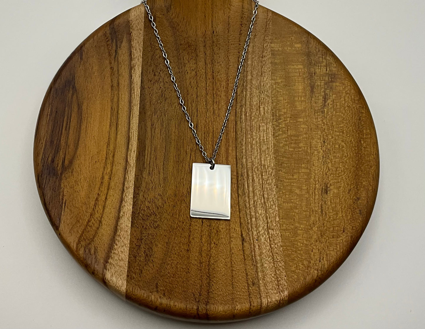 Wide Rectangle Pendant Necklace Blank - Silver