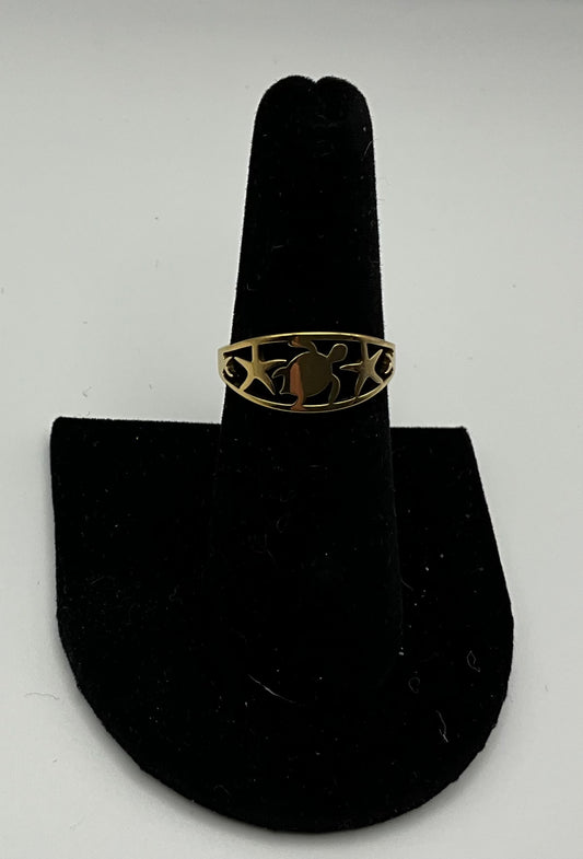 sea turtle ring gold