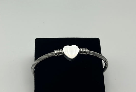 Cable Heart Bangle Bracelet Blank - Silver