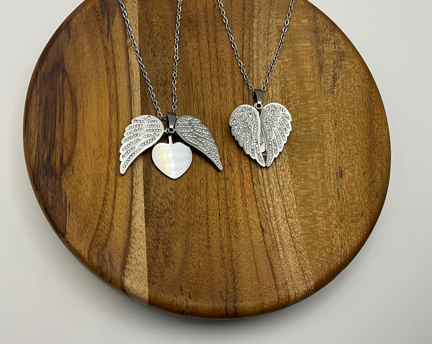 Sparkling Wings Hidden Heart Necklace Blank - Silver