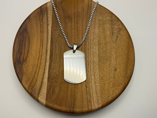 Dog Tag Box Chain Necklace Blank - Silver
