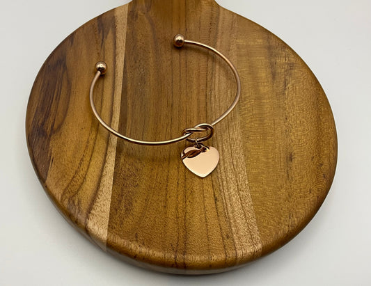 Heart Bangle Bracelet Blank - Rose Gold