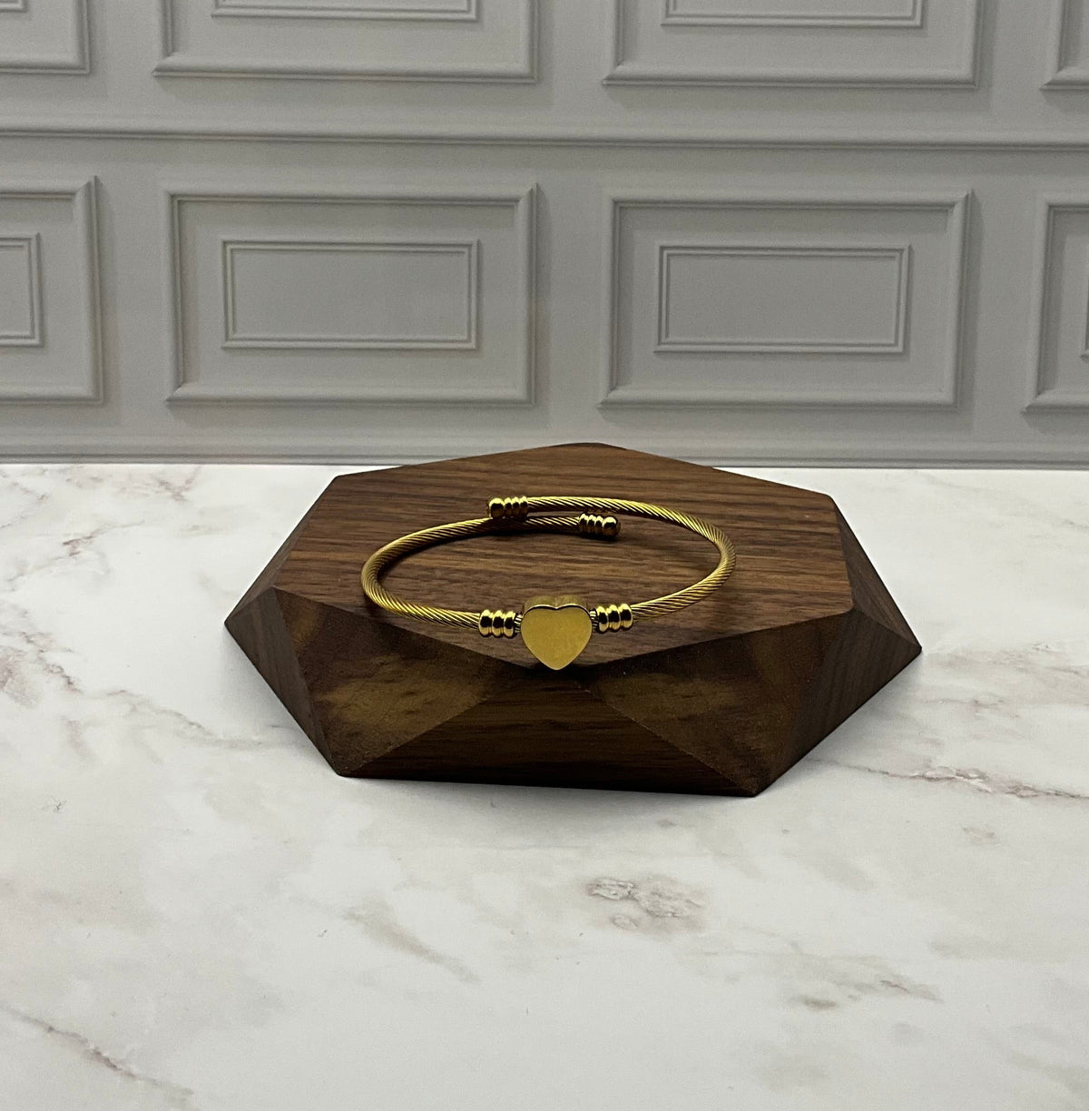 Gold Cable Heart Bracelet