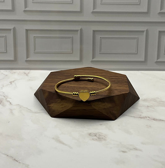 Gold Cable Heart Bracelet