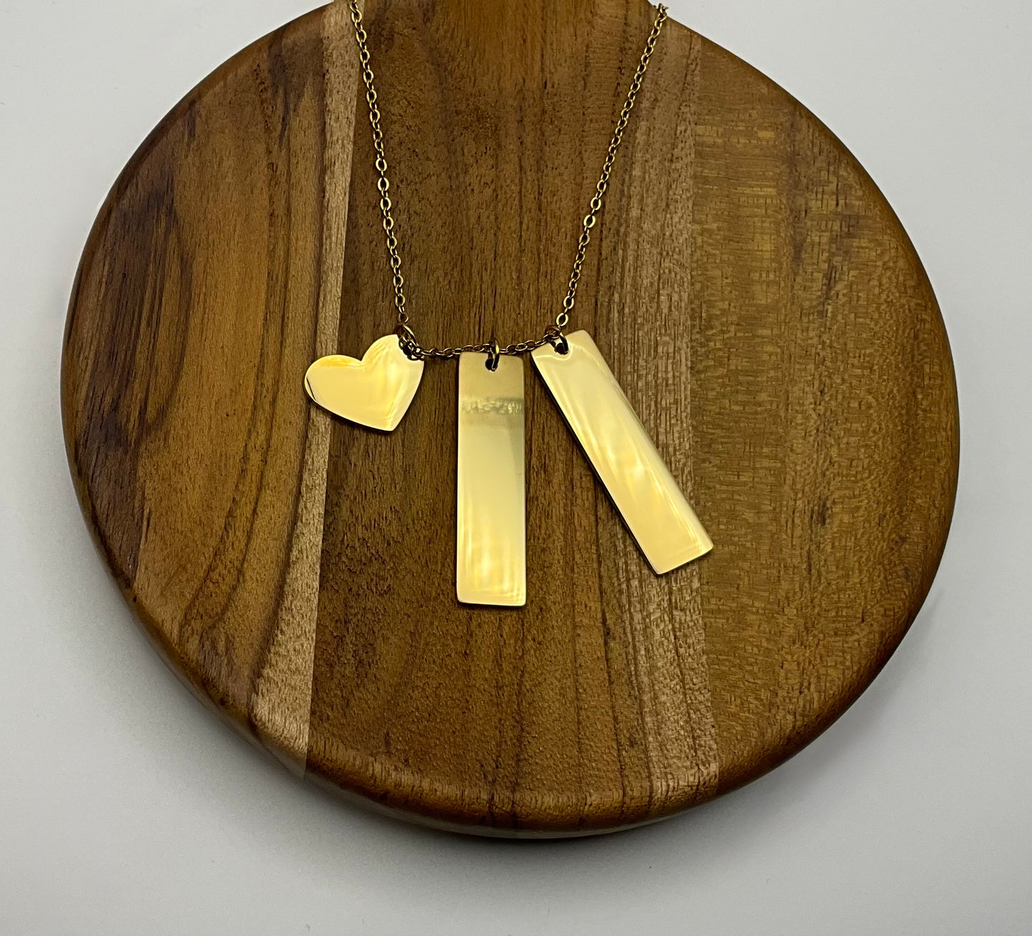 Rectangles and Heart Necklace Blank - Gold