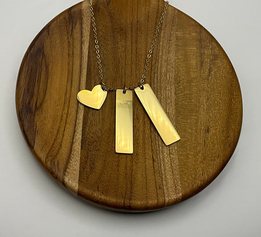 Rectangles and Heart Necklace Blank - Gold