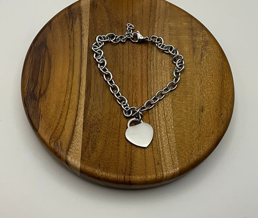 Silver Heart Bracelet  - Blank
