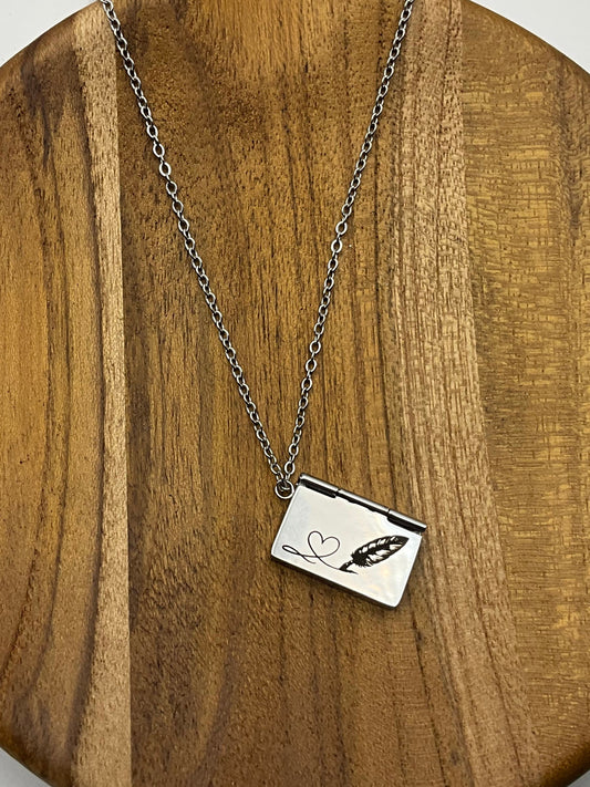 Secret letter feather necklace
