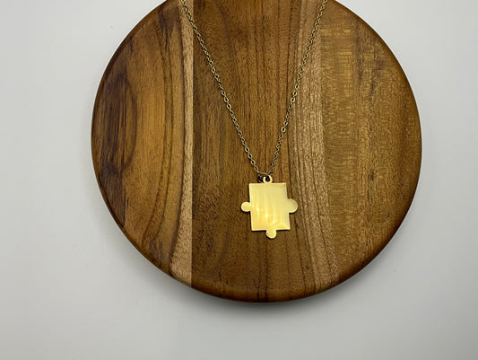 Puzzle Piece Necklace Blank - Gold