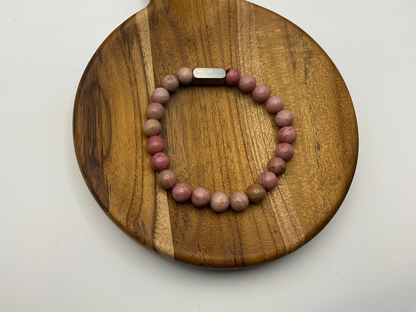 Rhondonite beaded stone bracelet