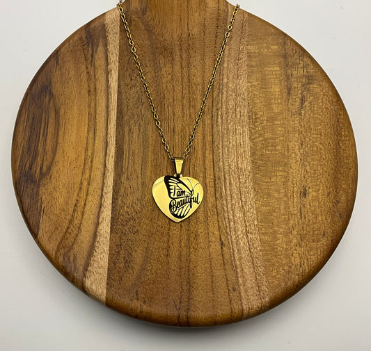 I am beautiful butterfly necklace