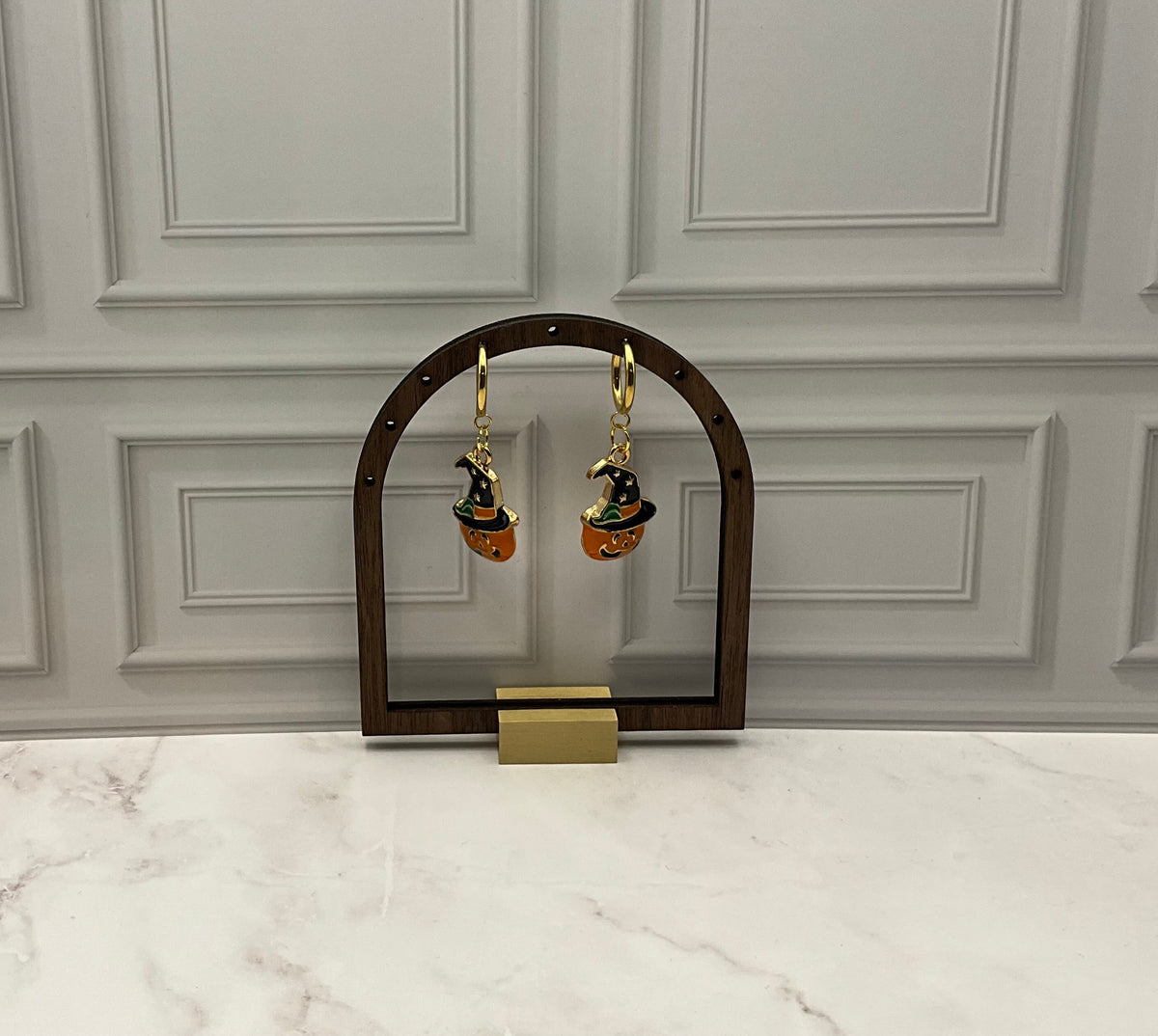 Pumpkin Earrings With Gold Hoops