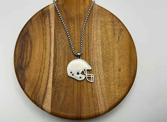 Football helmet necklace silver
