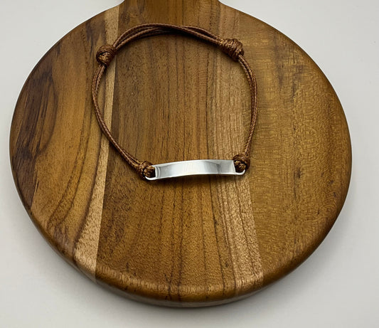Woven Cord Bar Bracelet Blank - Silver