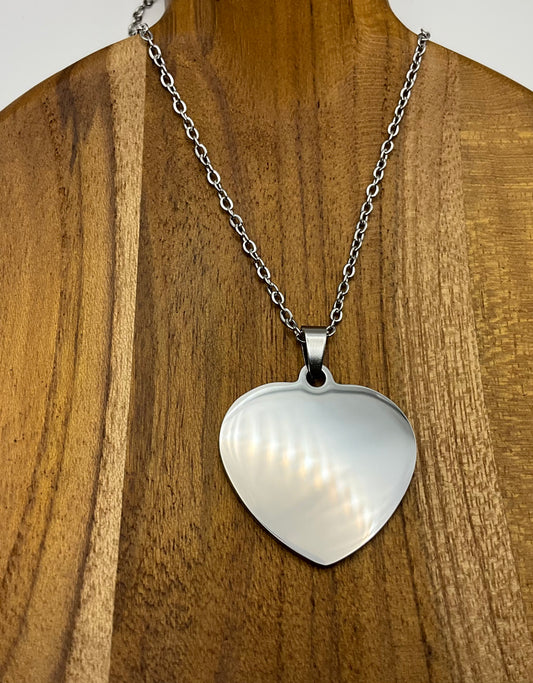 30mm Silver Centered Heart Pendant Necklace
