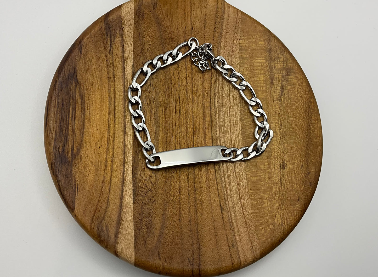 Men's Horizontal Bar Figaro Bracelet Blank - Silver