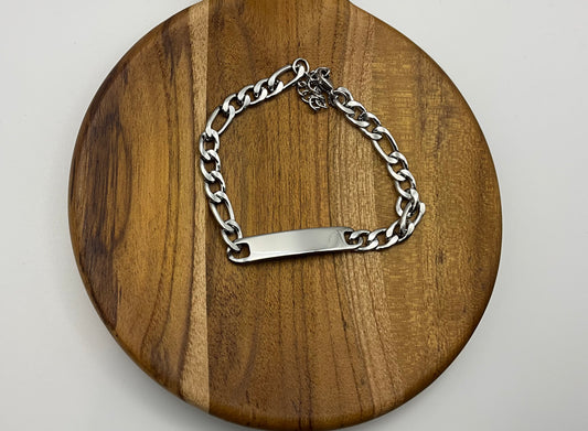 Men's Horizontal Bar Figaro Bracelet Blank - Silver